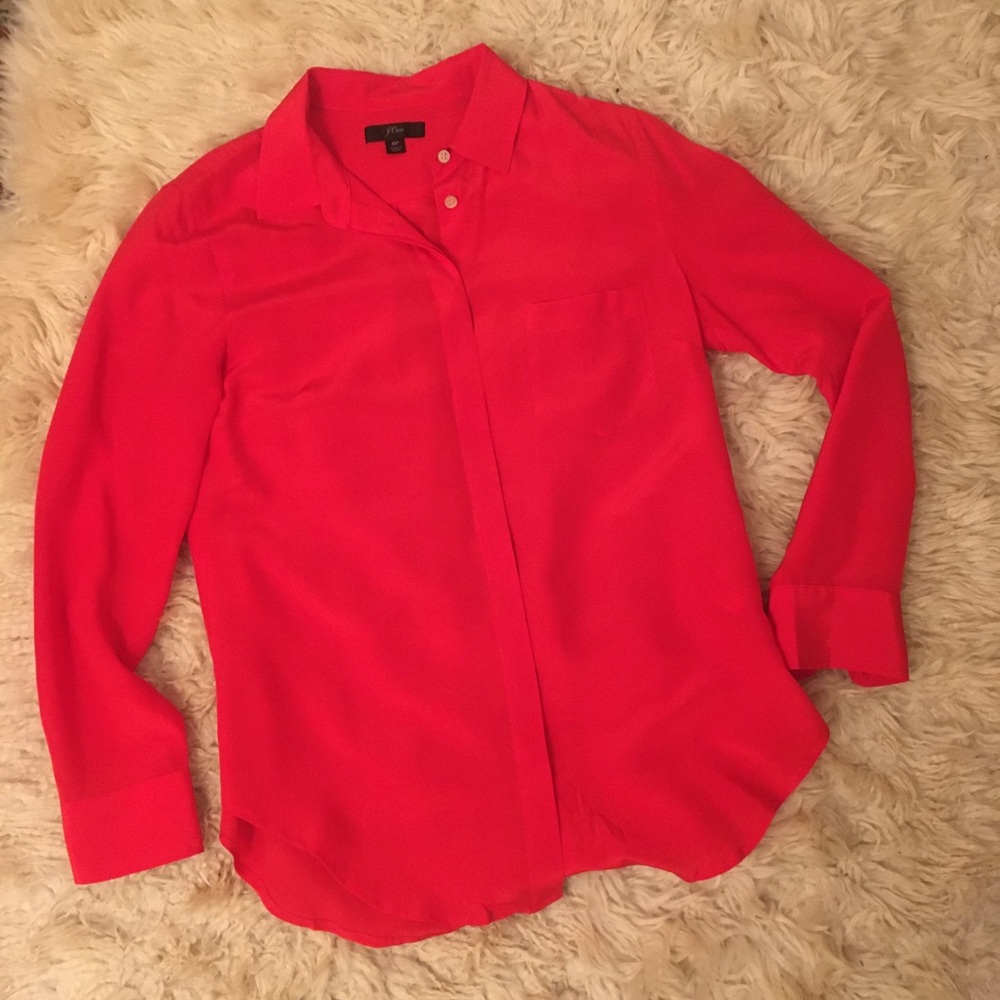 J.Crew Red silk pocket blouse - Picture 5 of 11